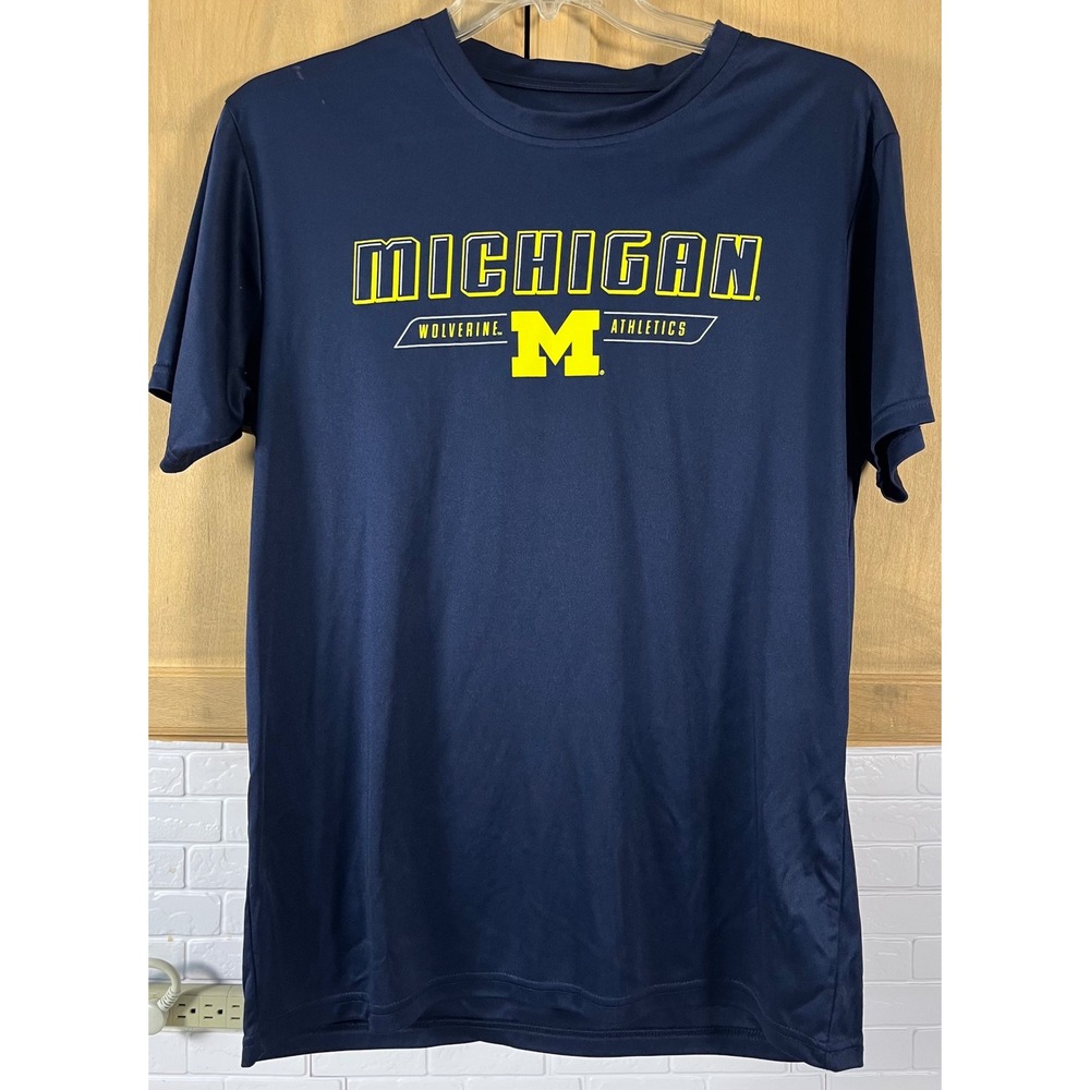 Knights Apparel Michigan Wolverines T-Shirt Mens Large Blue Performance Athletic
